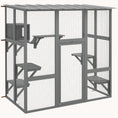 Load image into Gallery viewer, Outdoor Cat Enclosure with Scratching Posts & Weatherproof Roof, 68"x35.5"x70.5", Gray