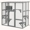 Load image into Gallery viewer, Outdoor Cat Enclosure with Scratching Posts & Weatherproof Roof, 68"x35.5"x70.5", Gray