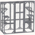 Load image into Gallery viewer, Outdoor Cat Enclosure w/ 6 Jumping Platforms & Weatherproof Roof, 59"x28"x60", Gray
