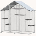 Load image into Gallery viewer, Walk-In Metal Catio with 5 Platforms, Hammock & Cover, Silver