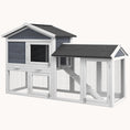 Load image into Gallery viewer, 58" Wooden Rabbit Hutch with Run Area, Removable Tray & Lockable Doors, Gray