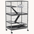 Load image into Gallery viewer, 50" 5-Tier Small Animal Cage with Hammock, 6-Door Design, Removable Tray, Silver
