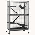 Load image into Gallery viewer, 50" 5-Tier Small Animal Cage with Hammock 6-Door Design Removable Tray Dark Gray