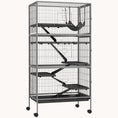 Load image into Gallery viewer, 63" 6-Tier Small Animal Cage with Removable Tray, 6 Doors & Hammock Accessory, Gray
