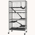 Load image into Gallery viewer, 63" 6-Tier Small Animal Cage with Removable Tray, 6 Doors & Hammock Accessory, Gray