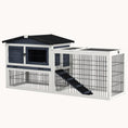 Load image into Gallery viewer, 59" Wooden Rabbit Hutch with Openable Top, Asphalt Roof, Ramp & No-Leak Tray, Dark Gray