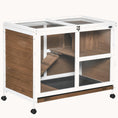 Load image into Gallery viewer, Compact Wooden Rabbit Hutch with Wheels, Waterproof, Removable Tray & Openable Roof, Brown