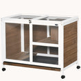 Load image into Gallery viewer, Compact Wooden Rabbit Hutch with Wheels, Waterproof, Removable Tray & Openable Roof, Brown