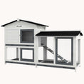Load image into Gallery viewer, 62" Wooden Rabbit Hutch with Run Area, Removable Tray, Asphalt Roof, Lockable Doors, White