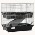 Load image into Gallery viewer, 28", 2-Tier Small Animal Cage with Ramp, 2 Doors, Deep Tray, Black