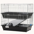 Load image into Gallery viewer, 28", 2-Tier Small Animal Cage with Ramp, 2 Doors, Deep Tray, Black