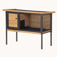 Load image into Gallery viewer, Elevated Metal Frame Rabbit Hutch with No-Leak Tray & Waterproof Roof, Natural Wood