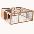 Load image into Gallery viewer, Square Rabbit Hutch with Openable House Dual Ventilation Doors Natural
