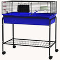 Load image into Gallery viewer, Two-Story Pet Cage with Removable Stand, Shelf & Wheels, 35.25"x18.5"x33", Blue