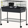 Load image into Gallery viewer, Two-Story Pet Cage with Removable Stand, Shelf & Wheels, 35.25"x18.5"x33", Charcoal Gray