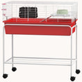 Load image into Gallery viewer, Two-Story Pet Cage with Removable Stand, Shelf & Wheels, 35.25"x18.5"x33", Red