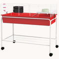 Load image into Gallery viewer, Two-Story Pet Cage with Removable Stand, Shelf & Wheels, 39"x20.5"x36.5", Red