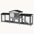 Load image into Gallery viewer, 90.5" Wooden Rabbit Hutch with No-Leak Tray, Ramp & Run Boxes - Light Gray