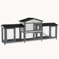 Load image into Gallery viewer, 90.5" Wooden Rabbit Hutch with No-Leak Tray, Ramp & Run Boxes - Light Gray