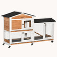Load image into Gallery viewer, 62" Mobile Rabbit Hutch with Spacious Run & Easy Clean Tray Natural Wood