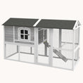 Load image into Gallery viewer, Two-layer Wooden Hen Housewith Run, Nesting Box, for 3-4 Chickens, 77.5" x 32.5" x 46",Light Gray