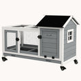 Load image into Gallery viewer, Outdoor Mobile Rabbit & Guinea Pig Hutch with Wheels & Easy Access Gray
