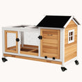 Load image into Gallery viewer, Large Wooden Rabbit Hutch with Wheels, Run & Slide-Out Tray, for Indoor/Outdoor, Yellow