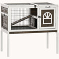 Load image into Gallery viewer, Elevated Indoor Wooden Rabbit & Guinea Pig Cage with Lockable Doors, Removable Tray, Coffee