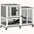 Load image into Gallery viewer, 3-Story Wooden Rabbit Hutch with Waterproof Roof, Removable Trays & Wheels, Gray