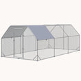 Load image into Gallery viewer, Walk-In Metal Chicken Run with Waterproof Cover, 18.7' x 9.2', Silver