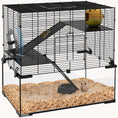 Load image into Gallery viewer, 3-Tier Hamster Cage with Tempered Glass Base & Running Wheel 23.5"x16"x22.5"