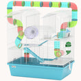 Load image into Gallery viewer, Hamster Cage with 4-Tier Twin Tower, Tubes & Wheel, 22.8"x14.2"x25.6", Light Blue