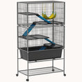 Load image into Gallery viewer, 59" 5-Level Rolling Small Animal Cage with Slide Out Tray, Non-Slip Ramps & Hammock, Dark Gray