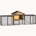 Load image into Gallery viewer, 85" Wooden Rabbit Hutch with Steel Run Yellow