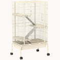 Load image into Gallery viewer, 47" Small Animal Cage, 4-Level Rolling Metal with 5.9" Deep Tray & 3 Ramps, Beige