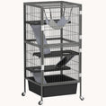Load image into Gallery viewer, 45" Spacious 4-Tier Rolling Cage for Small Pets with 6 Inch Deep Slide-Out Tray