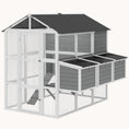 Load image into Gallery viewer, 77" Large Wooden Chicken Coop with Run for 6-8 Chickens 3 Nesting Boxes Gray