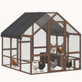 Load image into Gallery viewer, 83" x 73" x 73" Wooden Chicken Coop for 8-10 Hens with Walk-in Run Dark Brown
