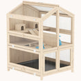 Load image into Gallery viewer, 3-Tier Wooden Hamster Cage with Divider, Tray, Ramps & Huts, Natural