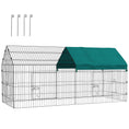 Load image into Gallery viewer, PawHut 87" L Metal Chicken Playpen, Small Animal Cage, Pet Playpen Yard Fence for Rabbits, Chinchillas with Roof for Indoor & Outdoor, 40.5" H, Green