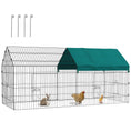 Load image into Gallery viewer, PawHut 87" L Metal Chicken Playpen, Small Animal Cage, Pet Playpen Yard Fence for Rabbits, Chinchillas with Roof for Indoor & Outdoor, 40.5" H, Green