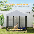 Load image into Gallery viewer, PawHut Outdoor Dog Kennel with UV-Resistant Waterproof Roof, 5.9' x 5.9' x 6' Heavy Duty Welded Wire Dog Playpen Fence with Escape-Proof Lock, Rotating & 4-Level Adjustable Feeding Bowls