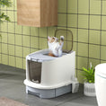 Load image into Gallery viewer, PawHut Cat Litter Box with Lid, Covered Kitty Litter Box Enclosed with Scoop, Drawer, Top Entry, Deodorizing Bags, Easy to Clean, Odor Control, Gray