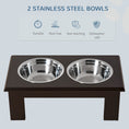 Load image into Gallery viewer, Raised Dog Bowl Feeding Bowls with Stand for Medium Dogs Elevated Pet Bowls Water Food Feeder 58L x 31W x 25H cm - Brown