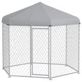 Load image into Gallery viewer, PawHut 9.2' x 8' x 7.7' Dog Kennel Outdoor Dog Run with Waterproof, UV Resistant Roof, Lockable Door, for Medium and Large-Sized Dogs, Silver