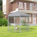 Load image into Gallery viewer, PawHut 9.2' x 8' x 7.7' Dog Kennel Outdoor Dog Run with Waterproof, UV Resistant Roof, Lockable Door, for Medium and Large-Sized Dogs, Silver