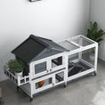 Load image into Gallery viewer, PawHut 65" Wooden Rabbit Hutch, Guinea Pig hutch, Pet Playpen with Openable Roof, Bunny House Enclosure with Wheels, Storage Box, Slide-out Tray, Ramp for Small Animals, Gray