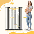 Load image into Gallery viewer, 135cm Tall Pet Gate with Cat Door, 81-108 cm Wide Adjustable Pressure Mounted Dog Gate for Doorways, Hallways, Stairs, Includes 2 Extensions, No Drilling, Black