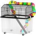 Load image into Gallery viewer, Hamster Cage, 2 Tier Gerbil Cage with 31cm Deep Tray, Tube System, Water Bottle, Ramp, Feeding Bowl, 58 x 43 x 57cm, Multicoloured