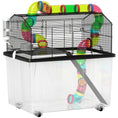 Load image into Gallery viewer, Hamster Cage, 2 Tier Gerbil Cage with 31cm Deep Tray, Tube System, Water Bottle, Ramp, Feeding Bowl, 58 x 43 x 57cm, Multicoloured